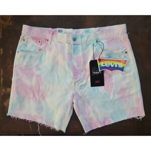 Levis 501 '93 Shorts NEW Mens 38 Rainbow Pride Button Fly Cut Off Extra Short